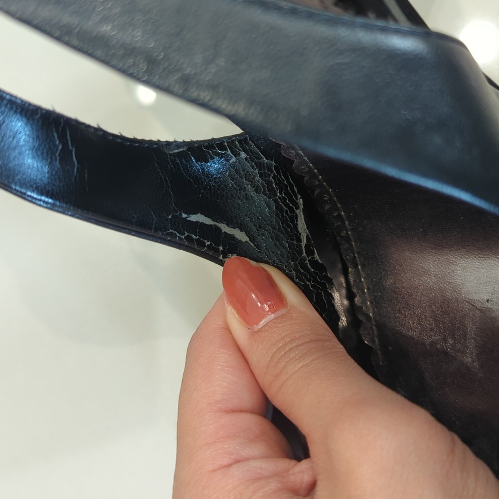 Leather Slingback Heels W/Python Detail - image 8